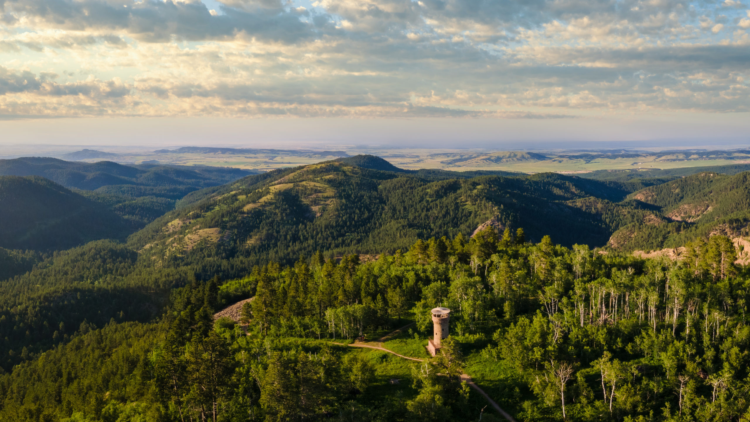 Sunset at Mount Roosevelt Picnic Area and tower in the Black Hills